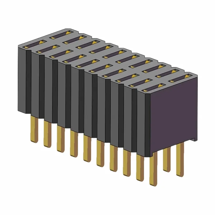 1,27x2.54 mm vrouwelijke header dubbele rij 180 graden dip