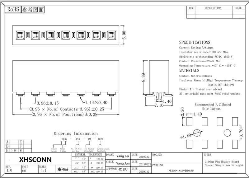3,96 mm Socket Single Row SMT